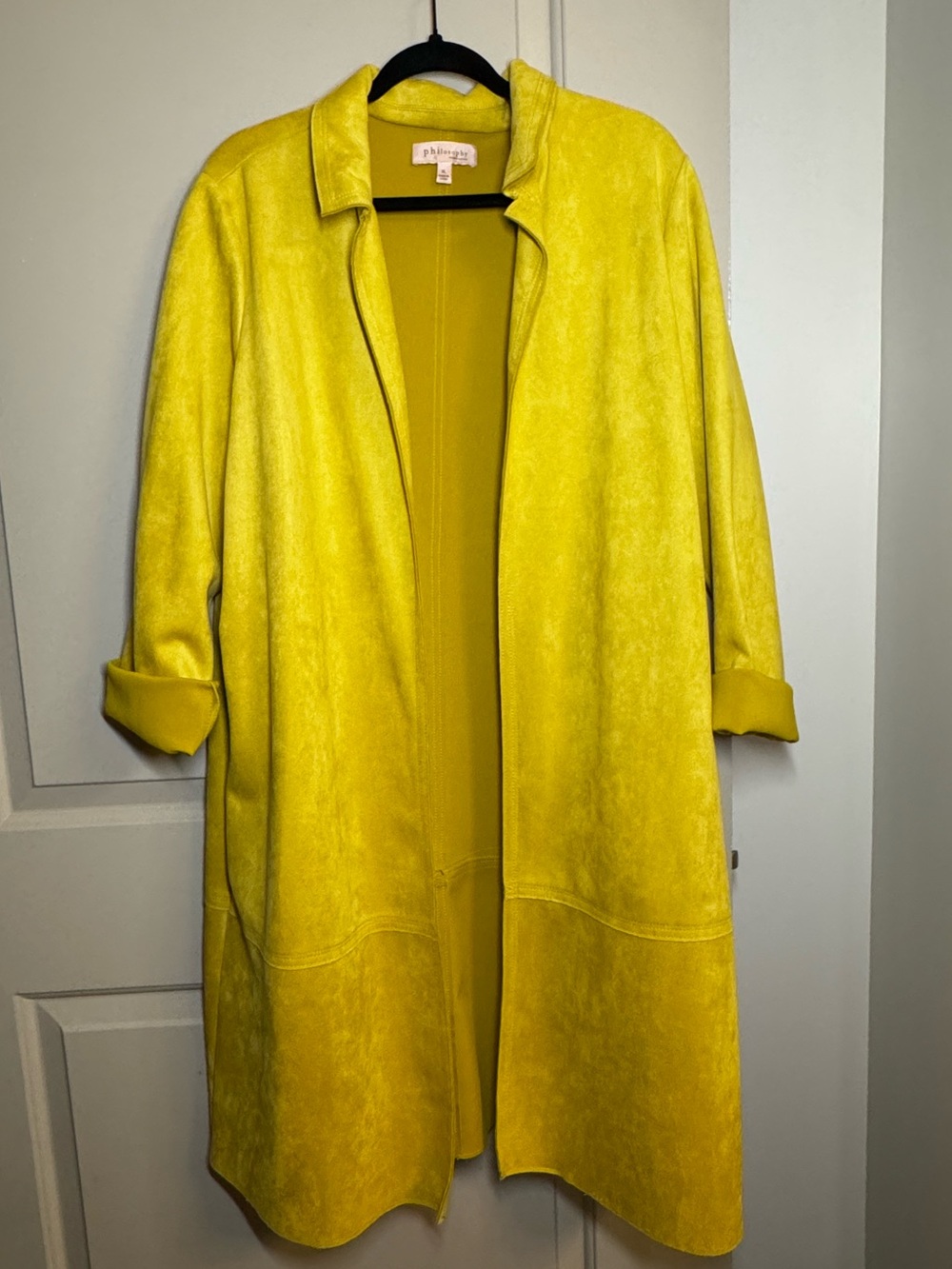 Philosophy Bright Yellow Open-Front Trench Coat